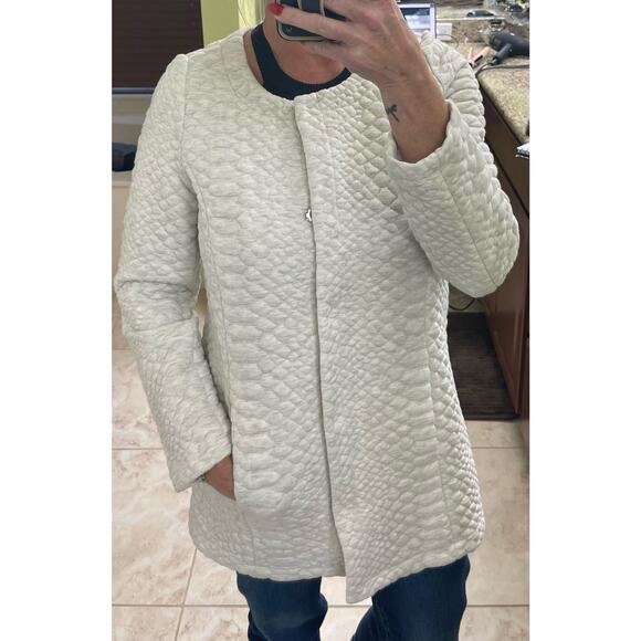 Soft surroundings Ivory Cream Snap Down Button Quilted Jacket XS S - Picture 2 of 8